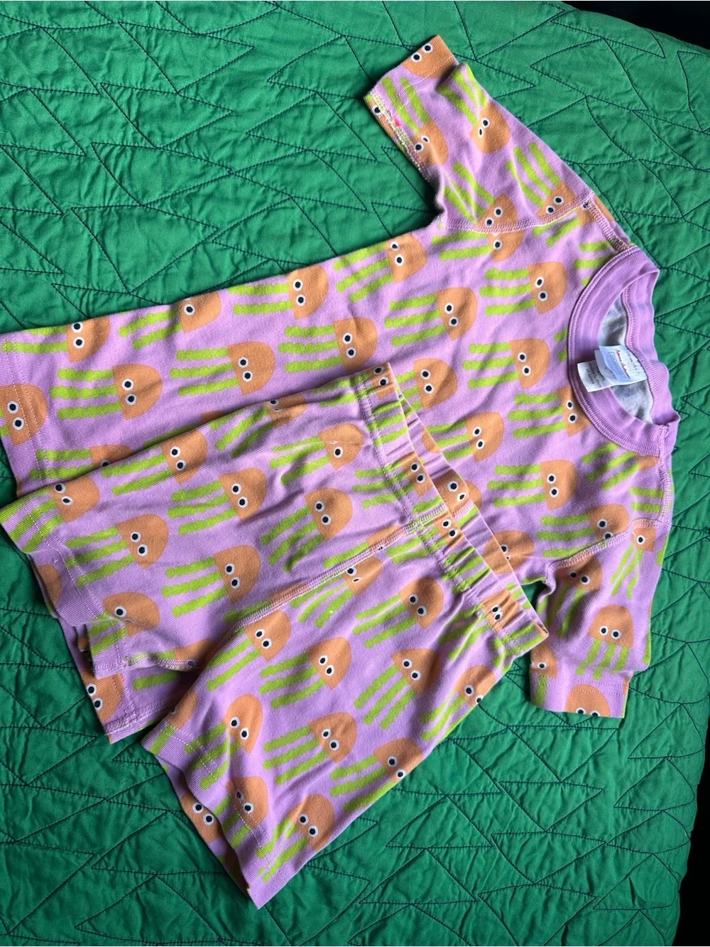 Hanna Andersson Pink Jellyfish Pajama Set with Green Tentacles